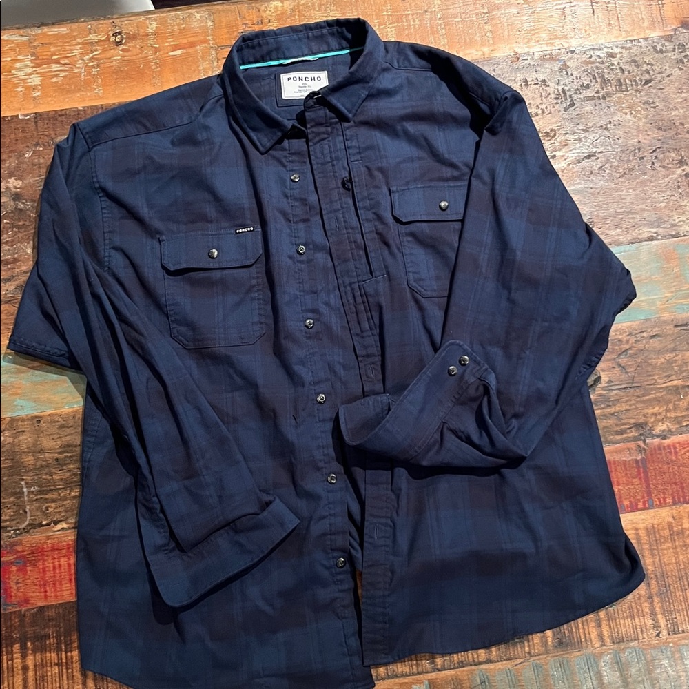 Poncho Navy/Plaid Button-Up Shirt